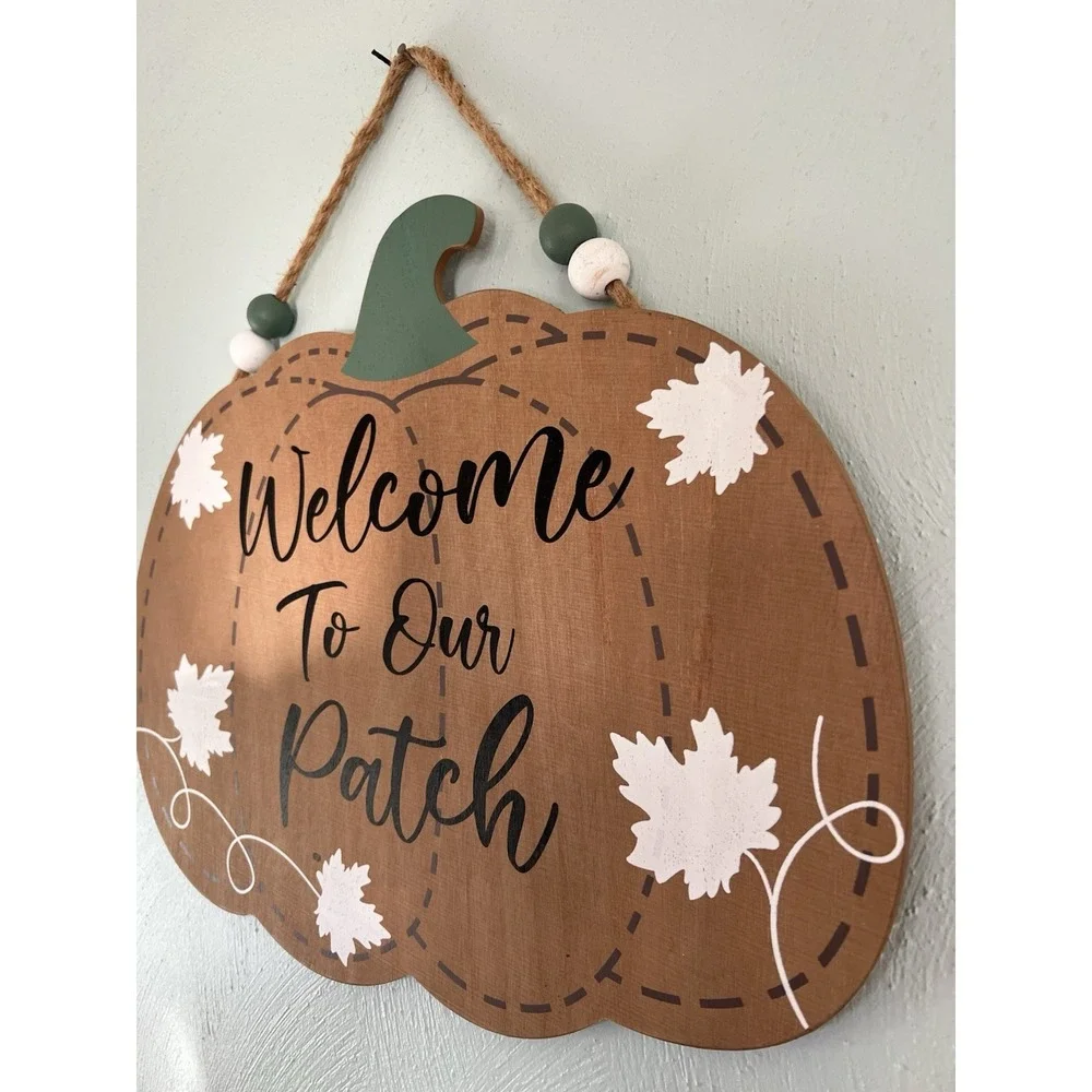 Welcome To Our Patch Door Wall Hanging Sign Autumn‎ Decorative Decor Porch